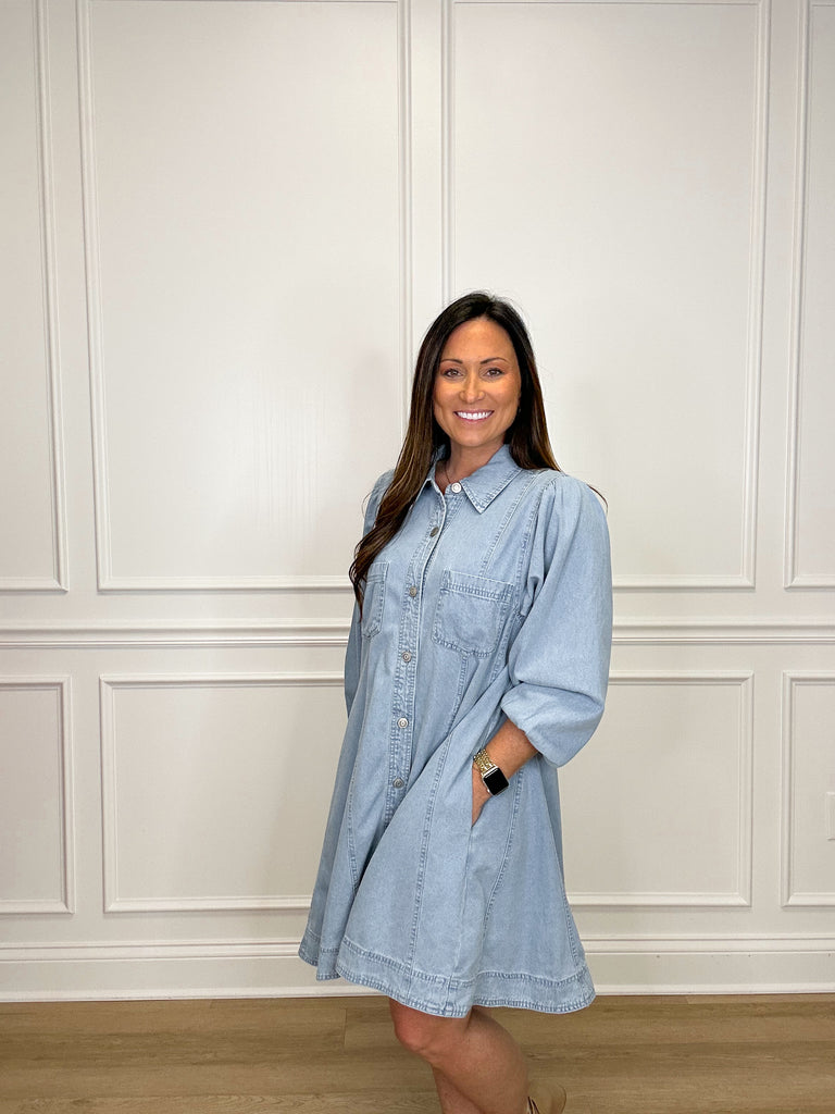 The Moroney Denim Dress Clothing Peacocks & Pearls