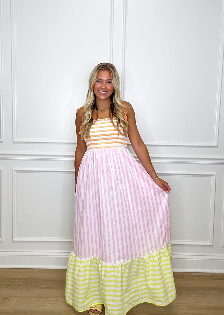 Sherbet Striped Maxi Clothing Peacocks & Pearls Multi S 