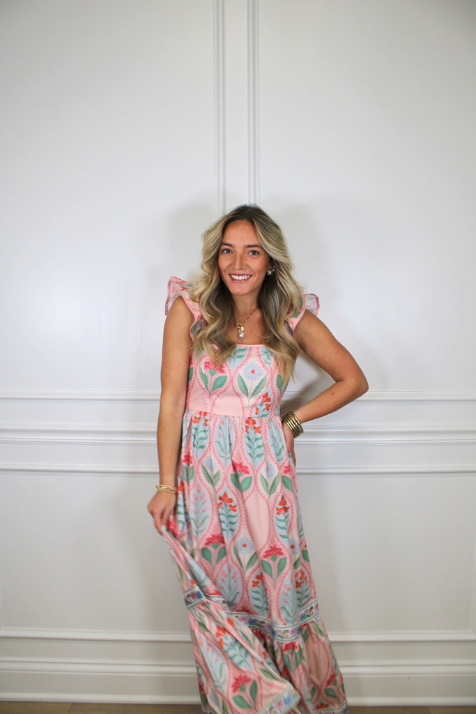 full bloom maxi dress In Full Bloom Multi Floral Ruffle Long Sleeve Maxi Dress