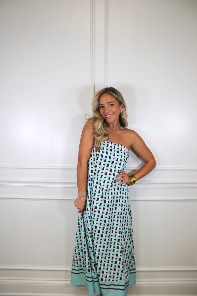 The Coralee Dress Brown/Blue / L