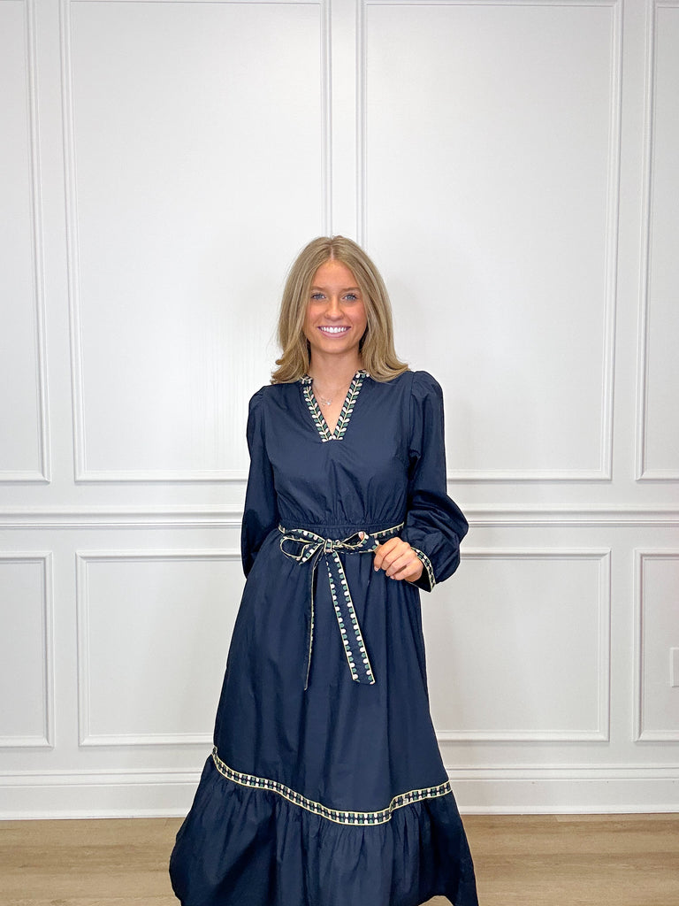 Beyond Doubt Midi Clothing Peacocks & Pearls Navy S 