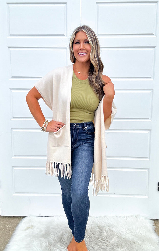 On the Fringe Poncho Clothing Peacocks & Pearls   