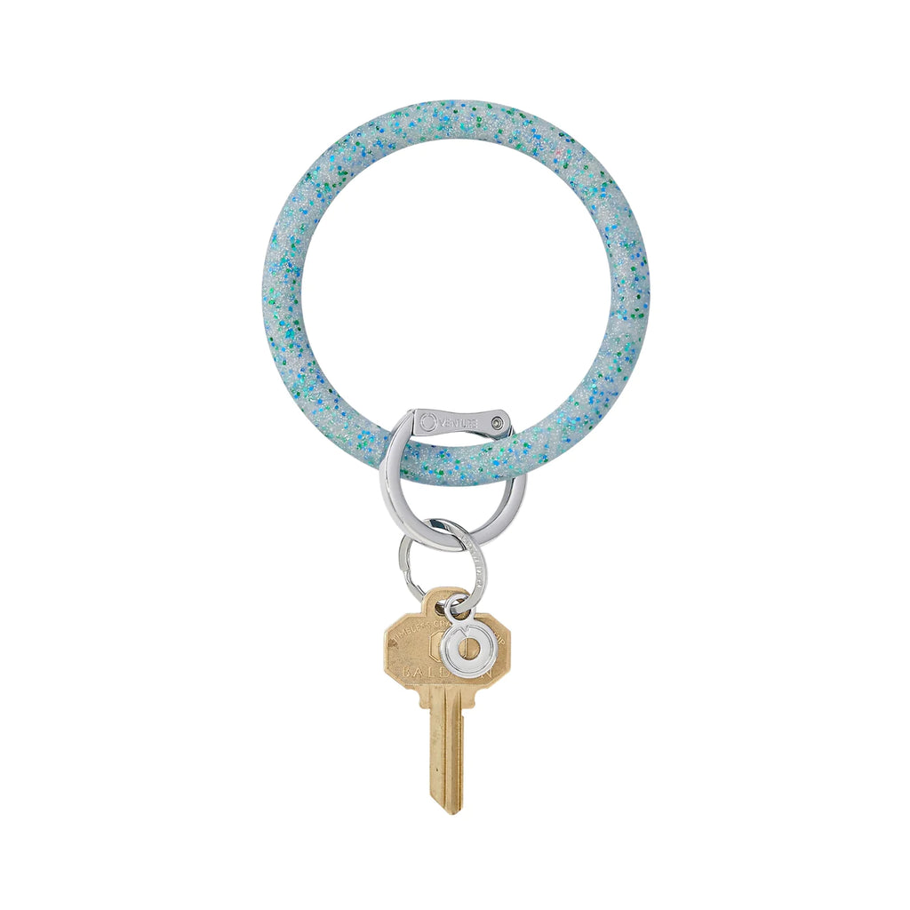 Silicone Big O Key Ring Accessories Peacocks & Pearls Blue Frost Confetti  