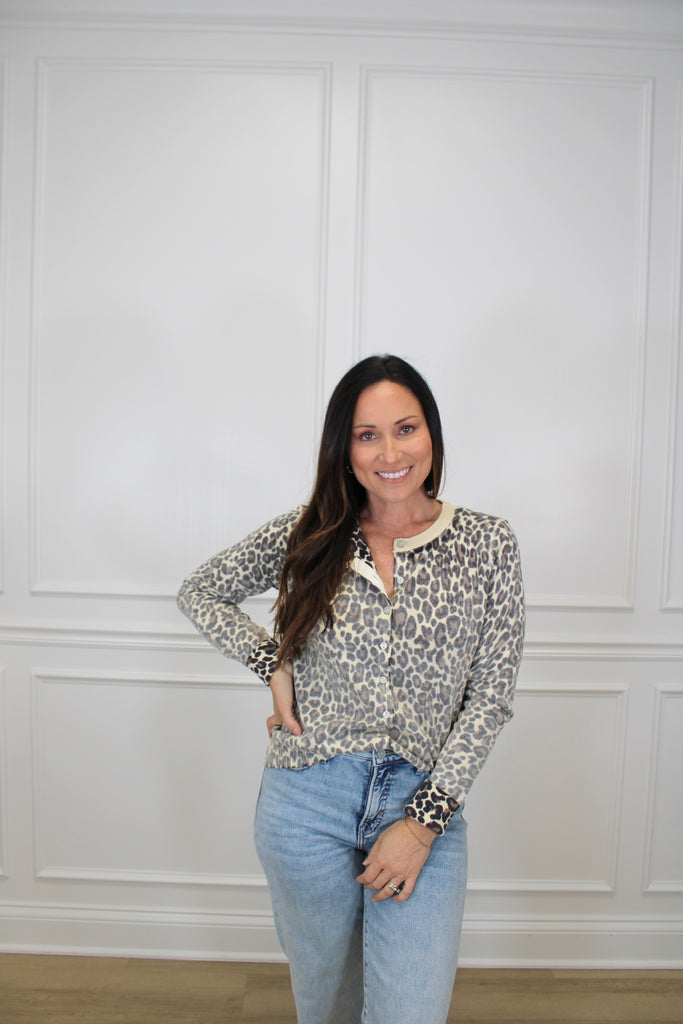 Nala Leopard Cardigan Clothing Peacocks & Pearls Brown S