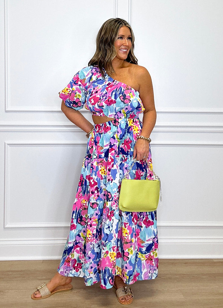 Flirty in Floral Midi Clothing Peacocks & Pearls Blue XS 