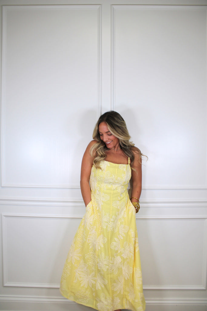 buttercup midi dress Lace 尺寸:16 This Rosie Assoulin dress _tab_sizing-chart Pale Yellow Mini Dress