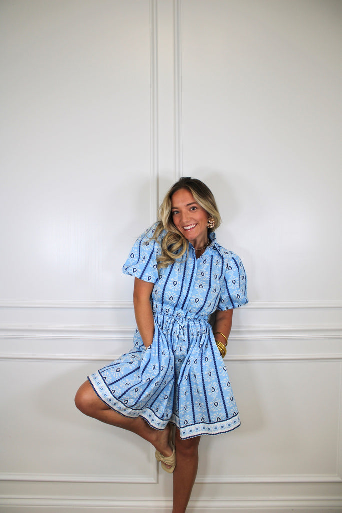 Banyan Mini Dress Cabana Stripe Blue / S
