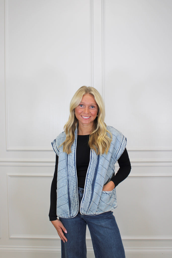 Denim Everywhere Vest Clothing Peacocks & Pearls Owensboro