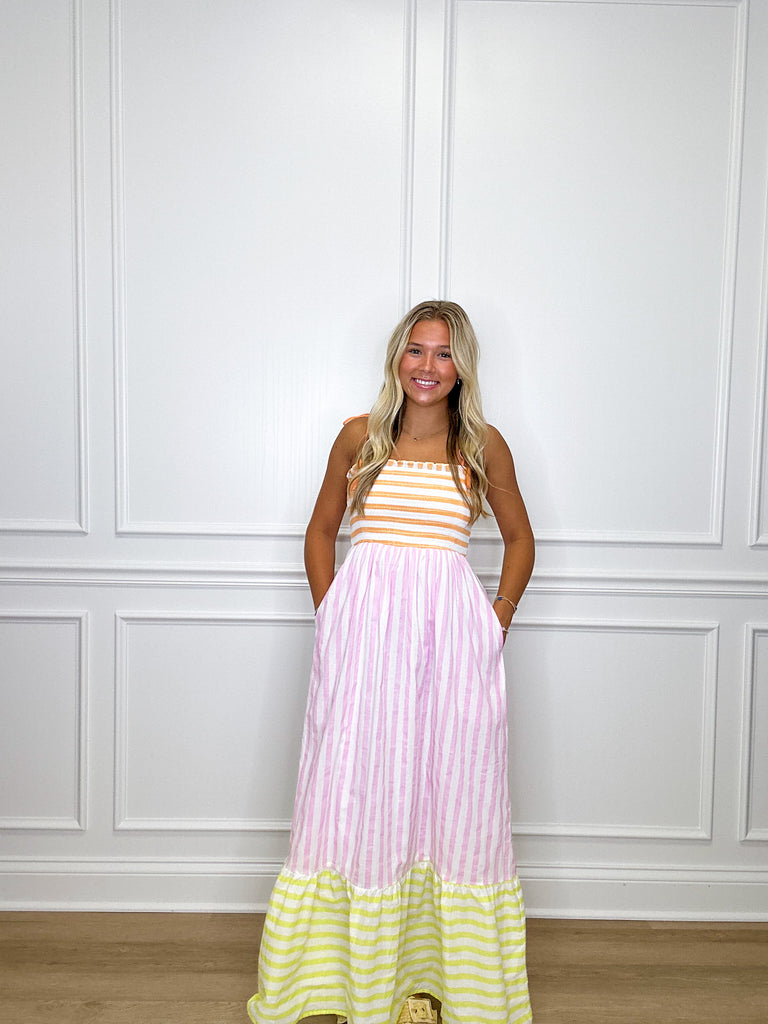 Sherbet Striped Maxi Clothing Peacocks & Pearls   