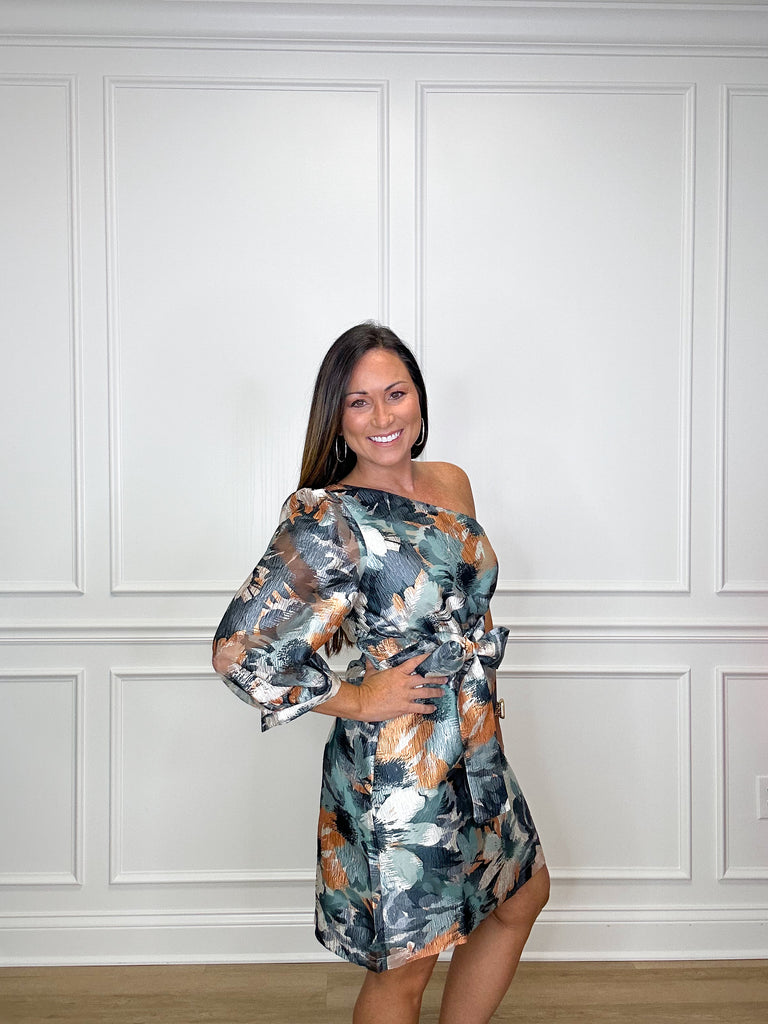 Floral Monet One Shoulder Dress Sale Jade