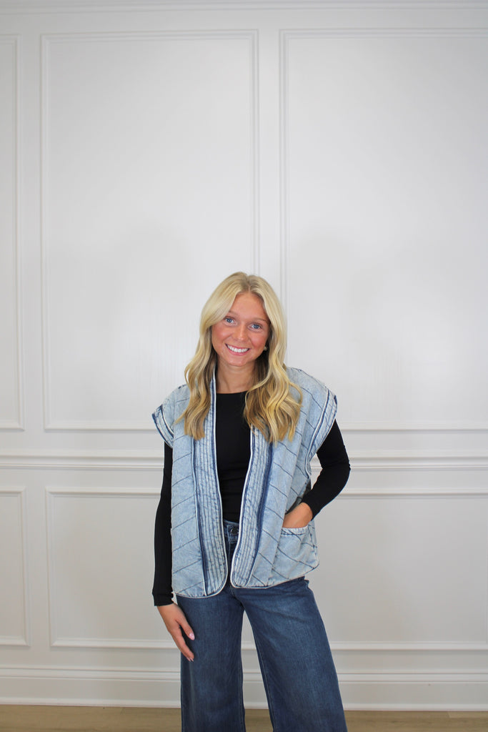 Denim Everywhere Vest Clothing Peacocks & Pearls Owensboro