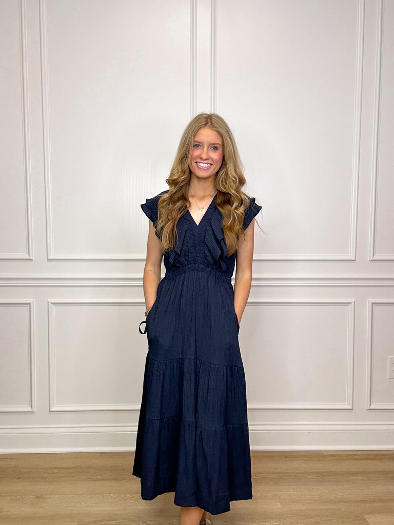 It's Delicate Midi Clothing Peacocks & Pearls Navy XS 