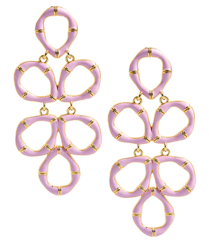 Ginger Bamboo Enamel Earring Jewelry Peacocks & Pearls Lavender  