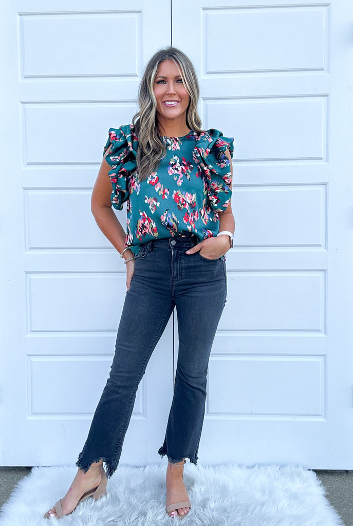 Everland Blouse Clothing Peacocks & Pearls Teal XS 