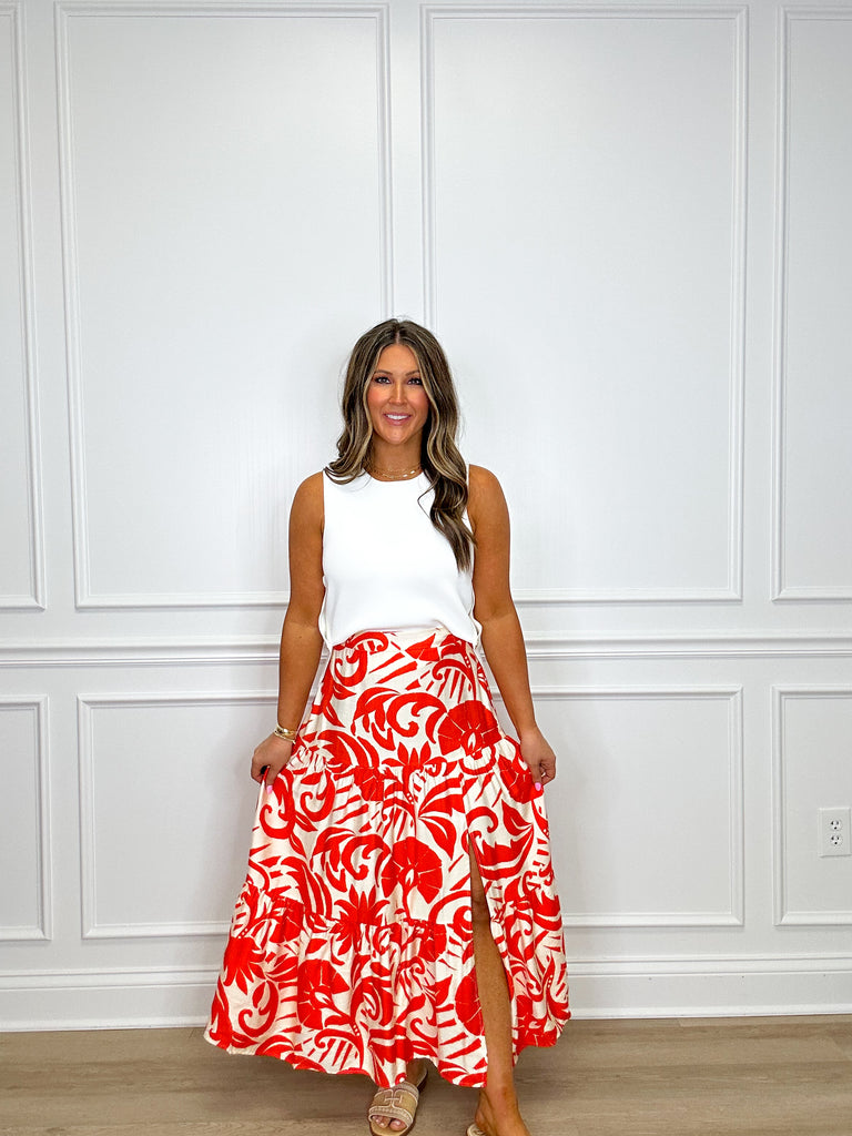The Lilo Skirt Clothing Peacocks & Pearls Orange S