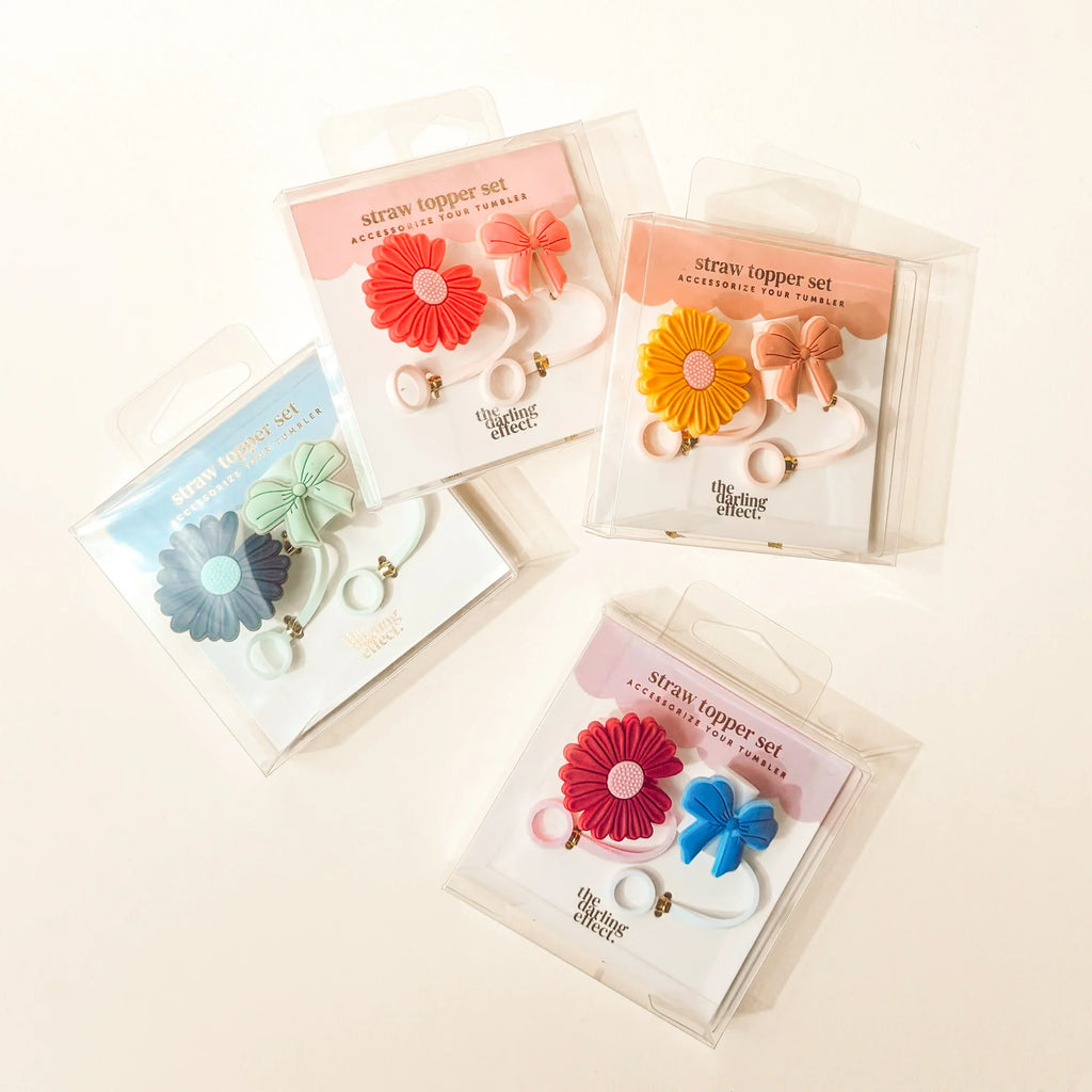 Straw Topper Set Accessories Peacocks & Pearls