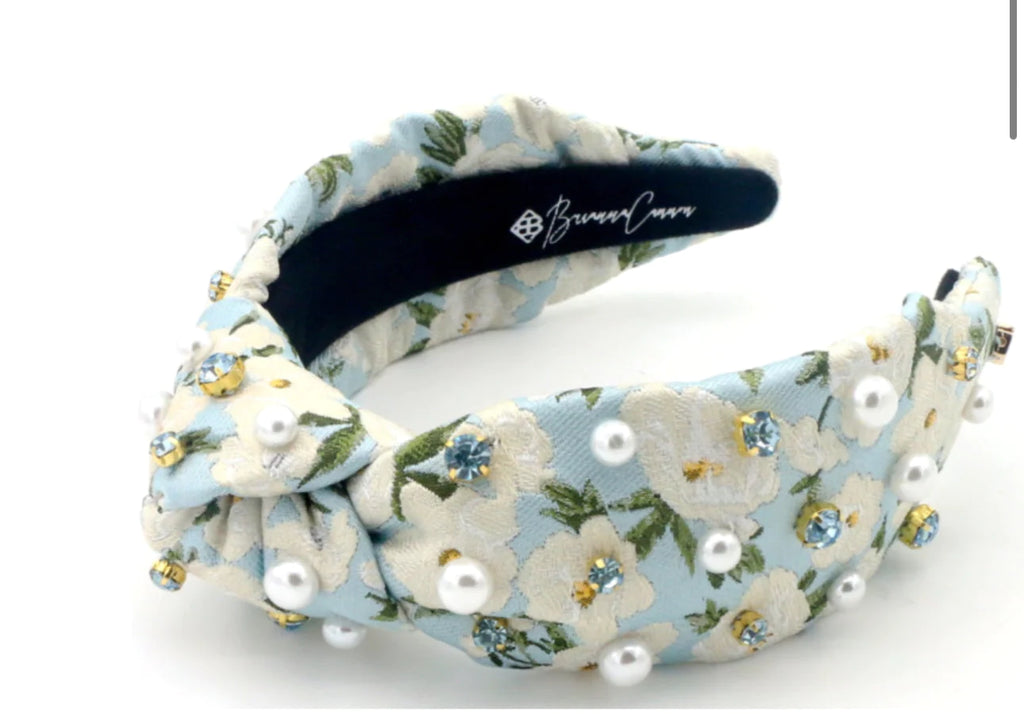 Blue & White Floral Headband Accessories Brianna Cannon Blue  