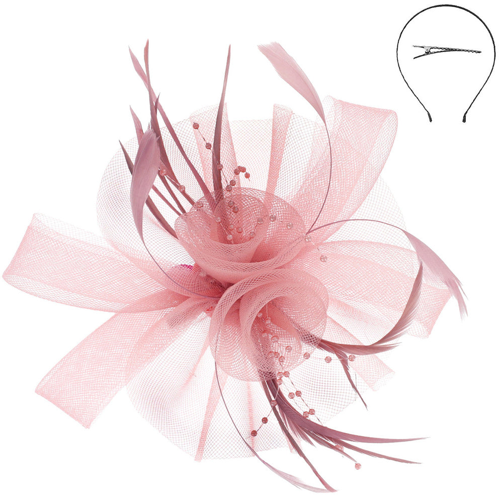 Southern Charm Fascinator Accessories Peacocks & Pearls Blush  