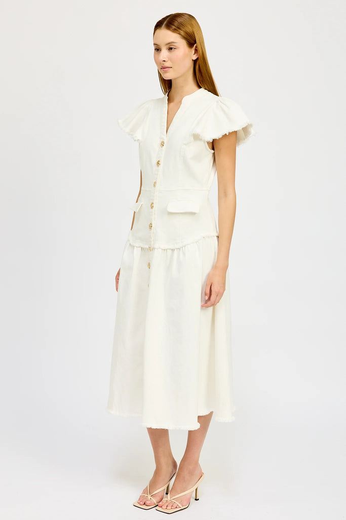Oaklynn Denim Midi Dress Clothing Peacocks & Pearls