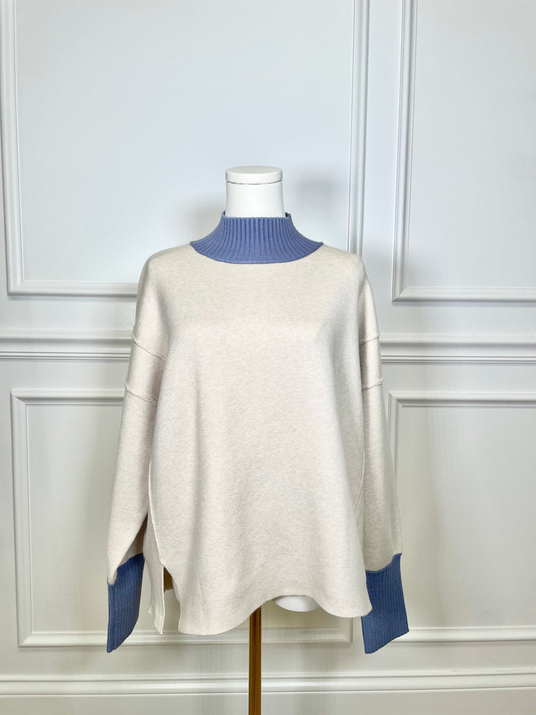 Indigo Mock Neck Clothing Peacocks & Pearls