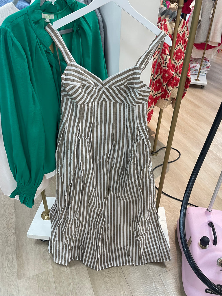 The Palmetto Stripe Midi Dress Clothing Peacocks & Pearls