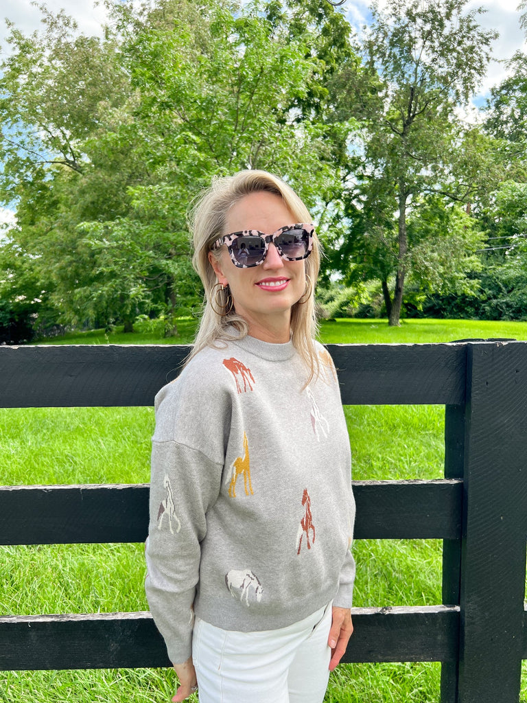 Unbridled Sweater Clothing Peacocks & Pearls Grey XS 