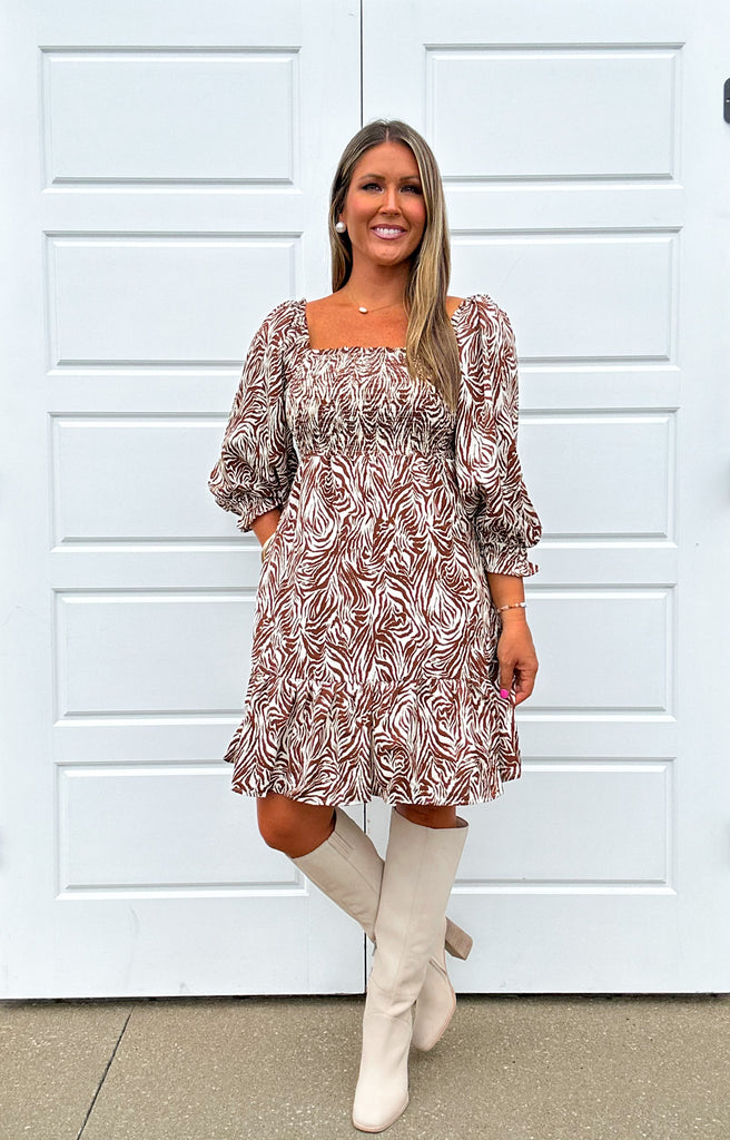 Go Where You Choose Dress Clothing Peacocks & Pearls Cream Zebra S 