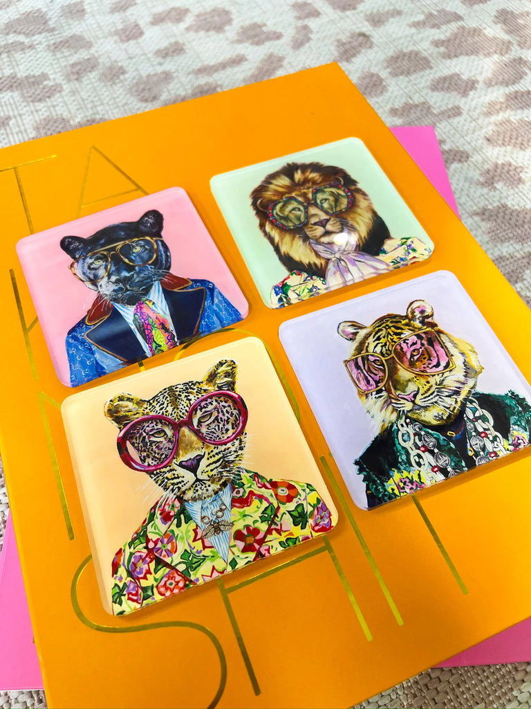 Big Cats Coaster (set of 4) Home Peacocks & Pearls