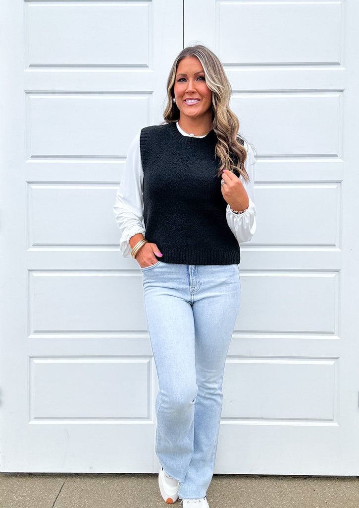 Thinkin' Bout Me Vest Clothing Peacocks & Pearls Black S 