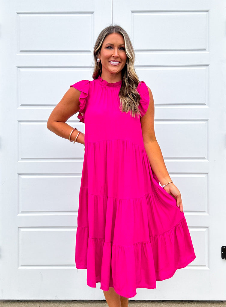 I Don't Mind Midi Clothing Peacocks & Pearls Magenta S 