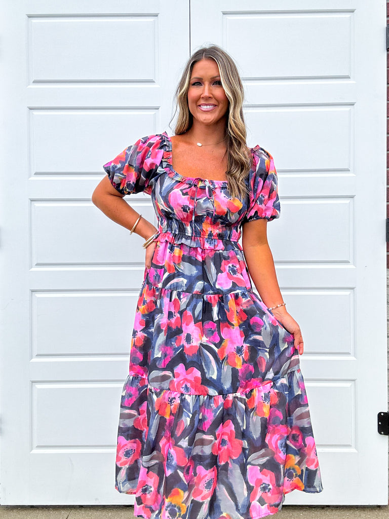 First To Know Midi Clothing Peacocks & Pearls Navy Multi XS 