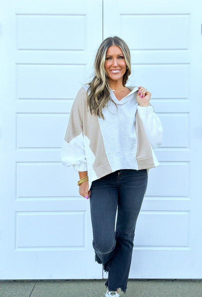 Farrah Pullover Clothing Peacocks & Pearls Grey/Taupe S 