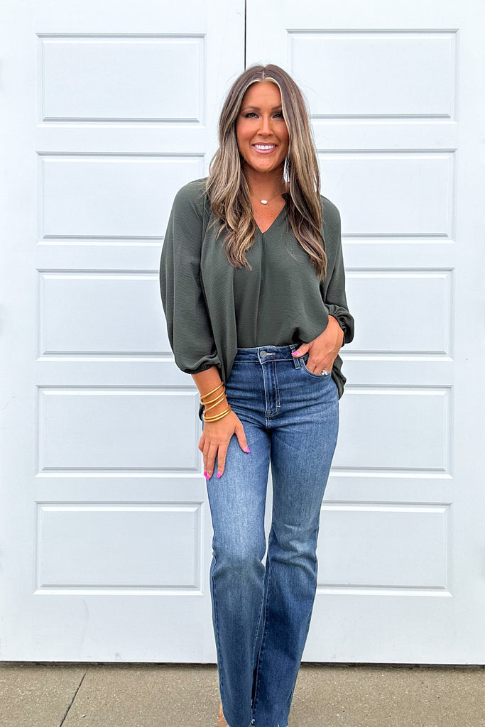 Find Ya One Top Clothing Peacocks & Pearls Olive S 