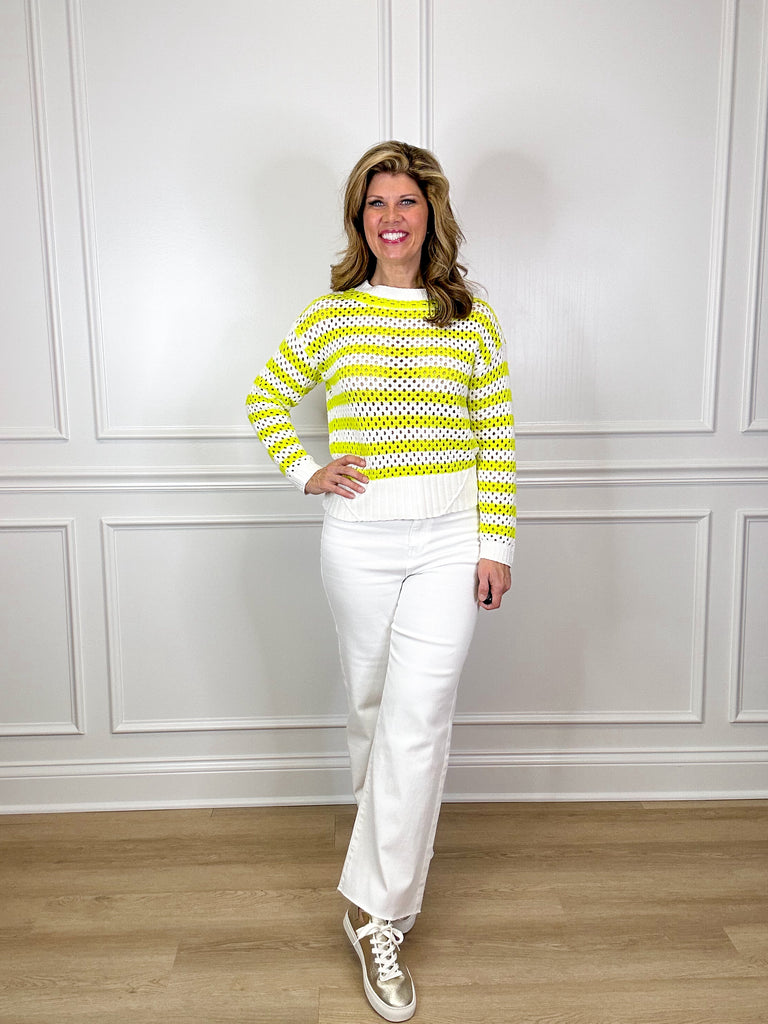 Layla Boat Neck Sweater  Peacocks & Pearls Lime XS 
