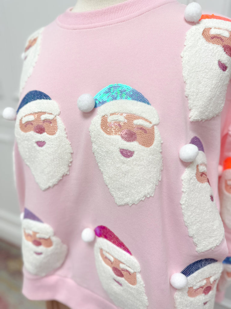 Light Pink Santa Sweatshirt Clothing Queen of Sparkles   