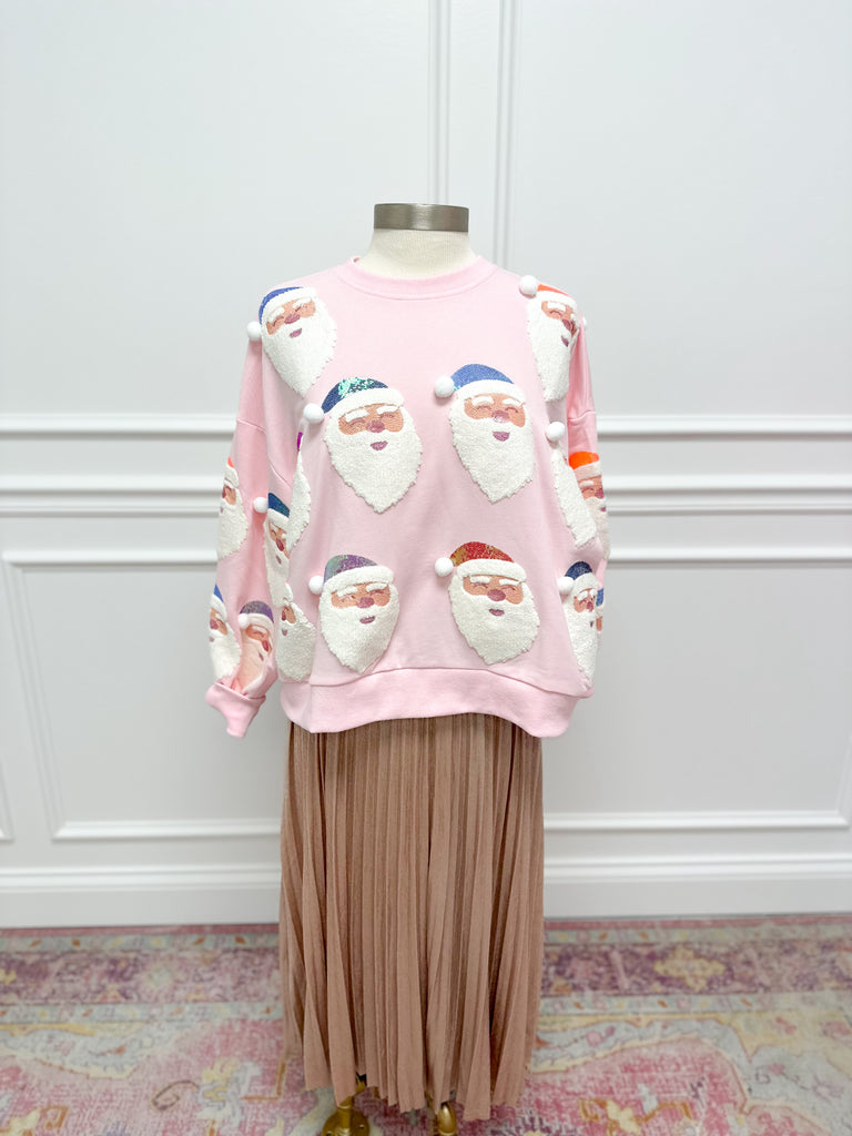 Light Pink Santa Sweatshirt Clothing Queen of Sparkles   