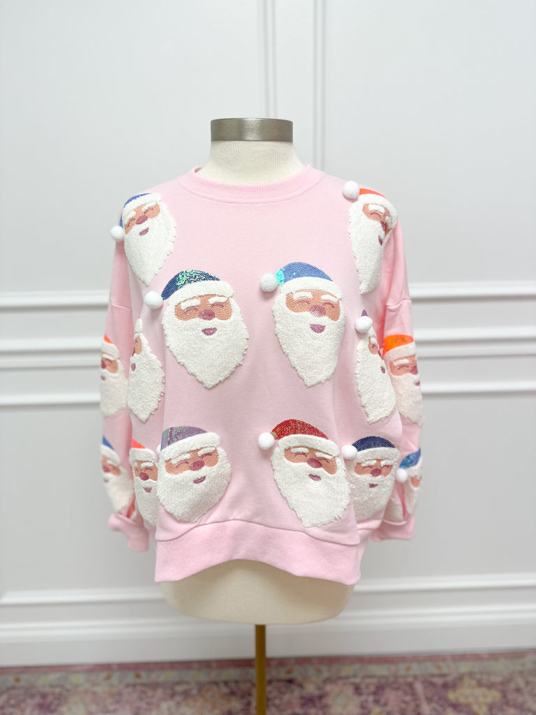 Light Pink Santa Sweatshirt Clothing Queen of Sparkles Pink XS 