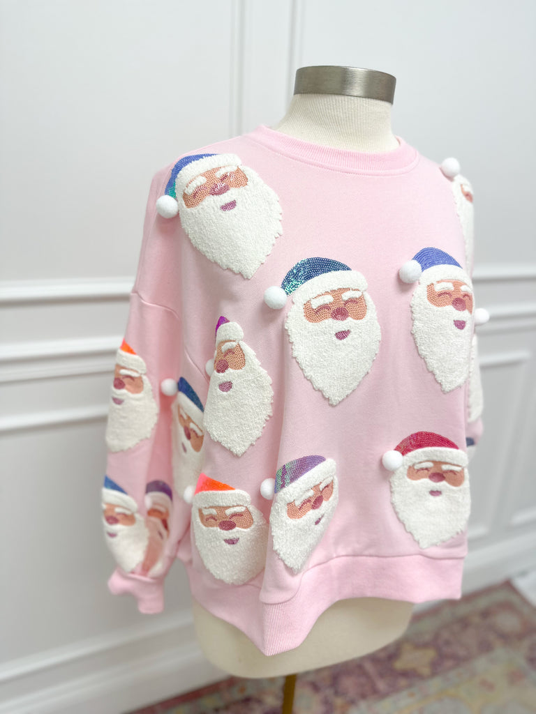 Light Pink Santa Sweatshirt Clothing Queen of Sparkles   