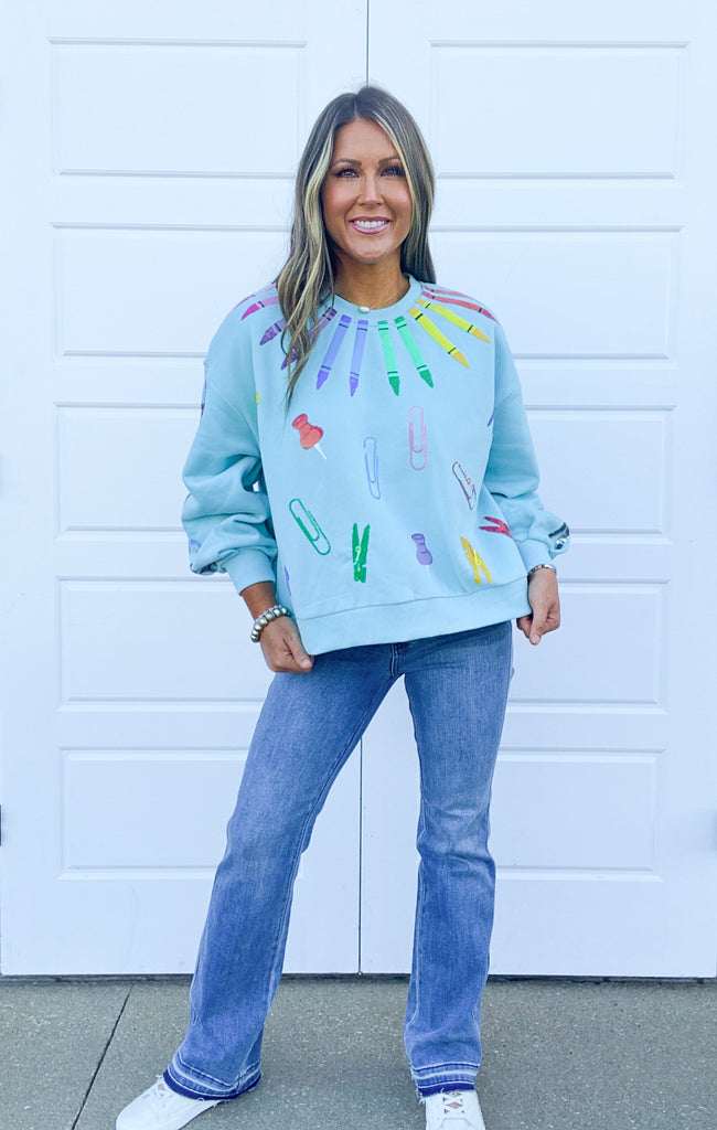 School Supplies Sweatshirt Clothing Queen of Sparkles Mint XS 