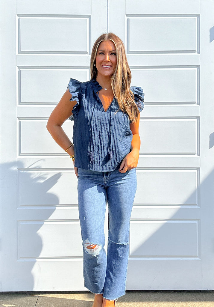 Feel Like Life Top Clothing Peacocks & Pearls Navy S 