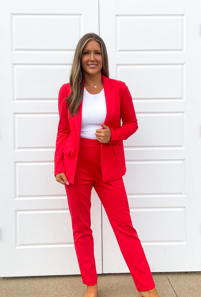 Santa Baby Blazer Set Clothing Peacocks & Pearls Scarlet Blazer XS