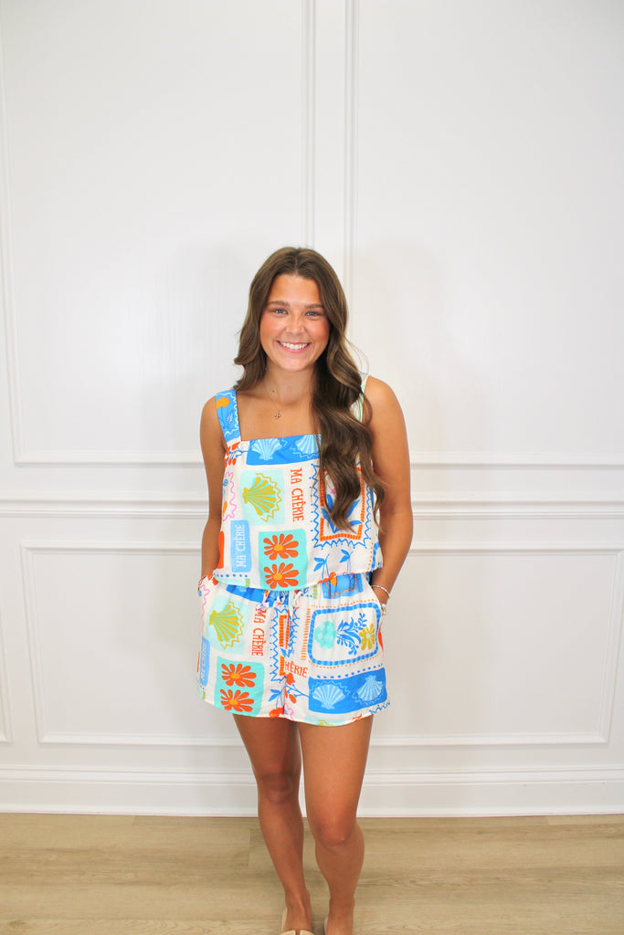 Seaside Set Clothing Peacocks & Pearls Short Multi S