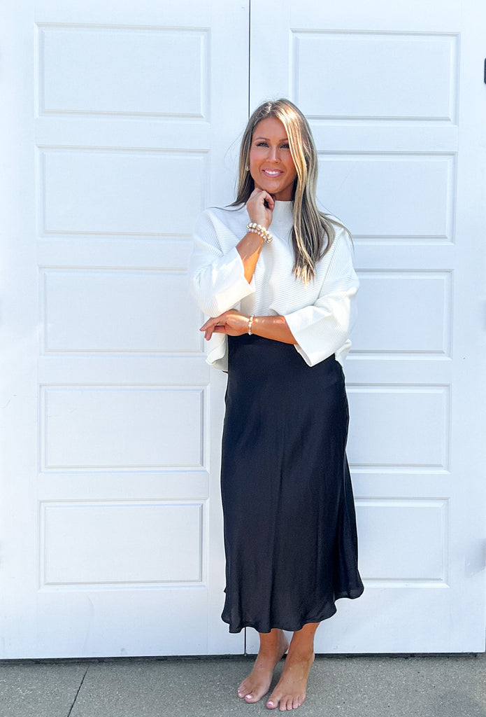 Darlene Satin Skirt Clothing Peacocks & Pearls   