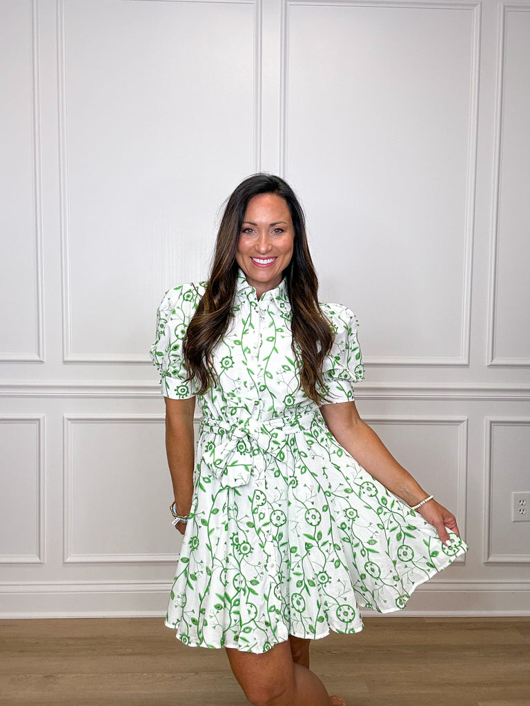Deirdre Mini Dress Clothing Peacocks & Pearls Green XS 