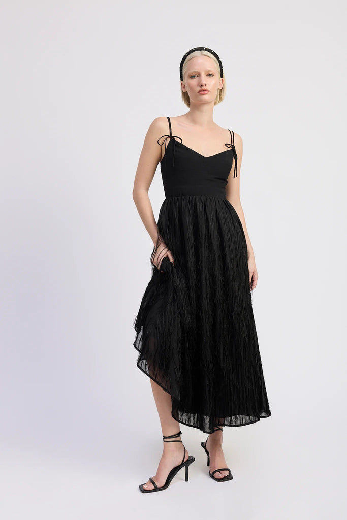Roza Midi Dress Clothing Peacocks & Pearls Black XS