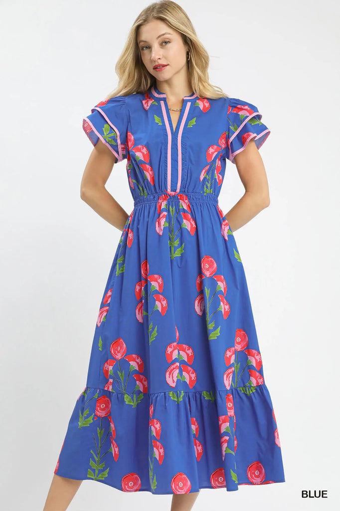 Eden Blossom Midi Clothing Peacocks & Pearls Blue S