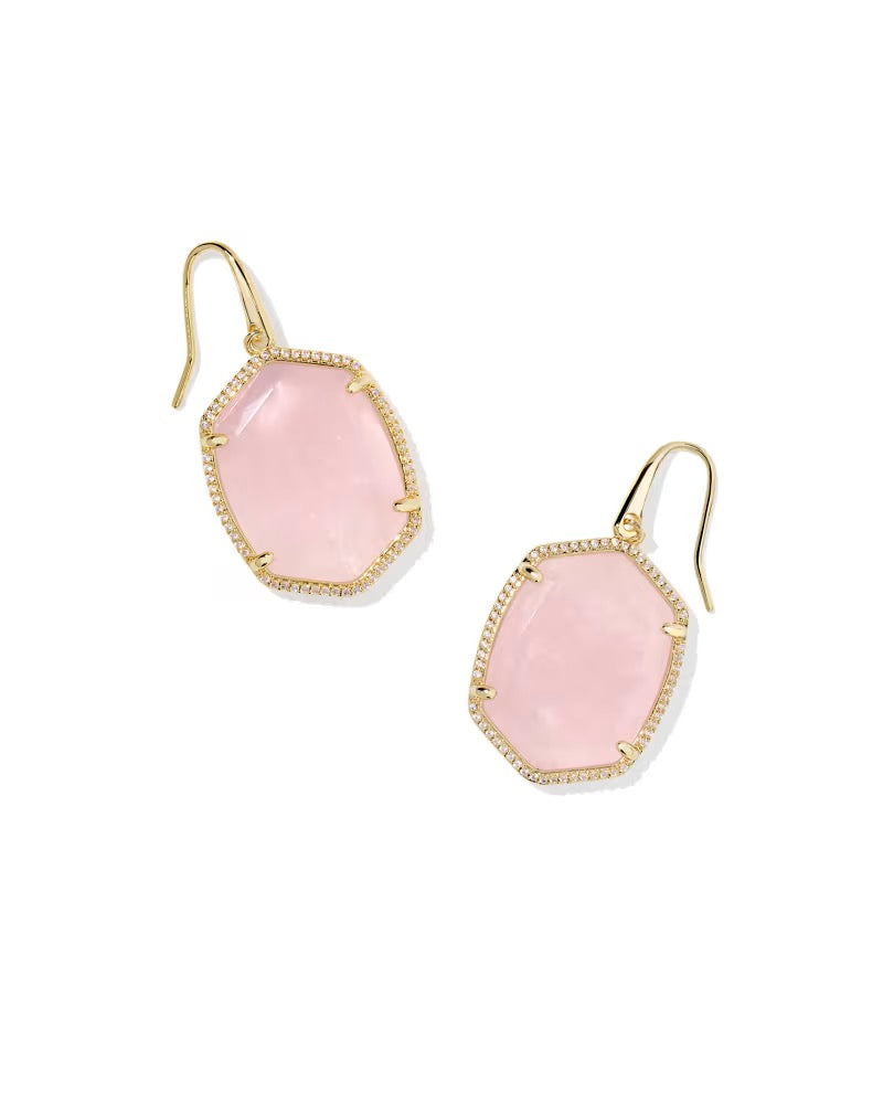 Daphne Drop Earring Jewelry Kendra Scott Gold Rose Quartz