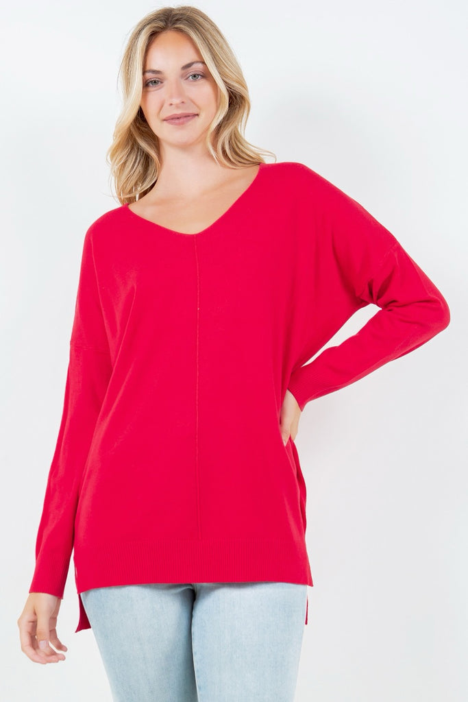 Easy Going Sweater Sale Peacocks & Pearls Bright Red S/M