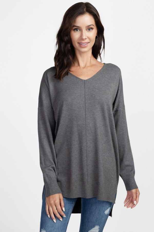 Easy Going Sweater Sale Peacocks & Pearls Charcoal S/M