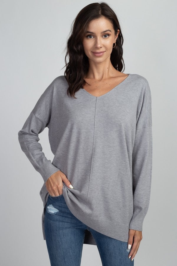 Easy Going Sweater Sale Peacocks & Pearls Heather Grey S/M